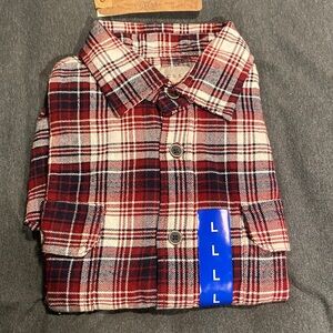 Jachs Burgundy and White Checkered Flannel Shirt
